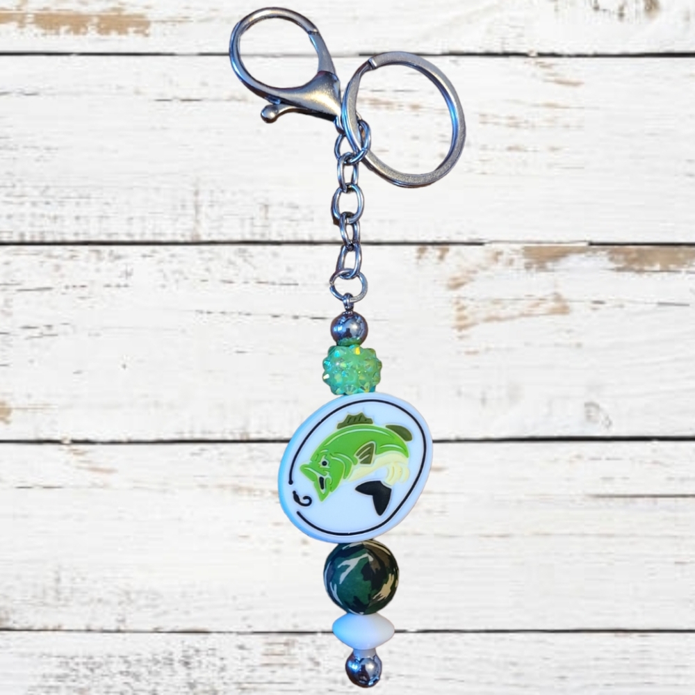 Fishing Camouflage Beaded Keychain